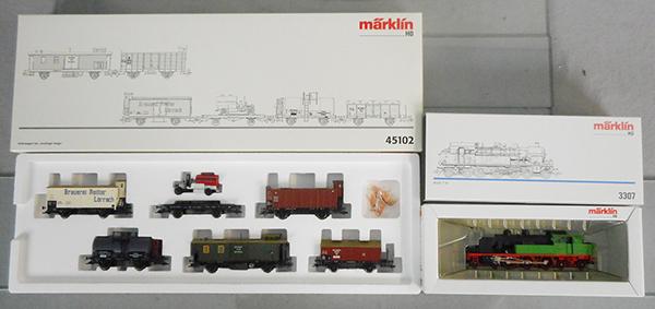 MARKLIN TRAIN SET: HO ga, 3307 loco, 45102 freight car set, orig boxes & inserts, C9.