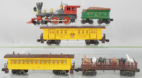 LIONEL GENERAL TRAIN SET: O ga, 1862 loco, 1862T tender, 1866 baggage, 1865 coach, 1877 horse car, C6-7.