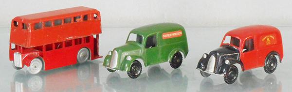 3 CHARBENS VEHICLES: OC3 Old Bill Doubledecker Bus, 10 Royal Mail Van, 12 Carter Paterson Van, C6-7.