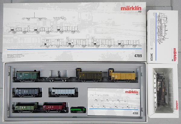 MARKLIN TRAIN SET: HO ga, 34121 loco w/4789 German State RR car set, orig boxes & inserts, car set insert cracked & yellowed, C9-10.