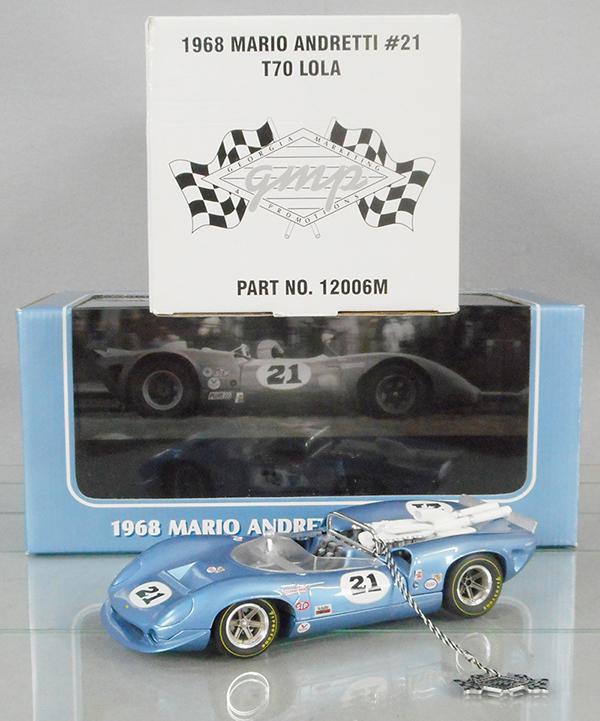 GMP 12006M T70 LOLA: 1968 Mario Andretti #21, orig box, insert & shipping box, C9-10.