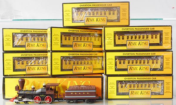 MTH RAIL KING W&ARR TRAIN SET: O ga, 30-1135-1 Texas Steamer loco & tender, w/sound & smoke, w/8 W&ARR passenger cars, orig boxes & inserts, C9-10.