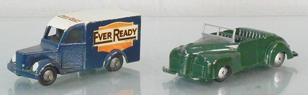 2 TIMPO VEHICLES: die cast, Ever Ready Van, C6, Convertible, C8.