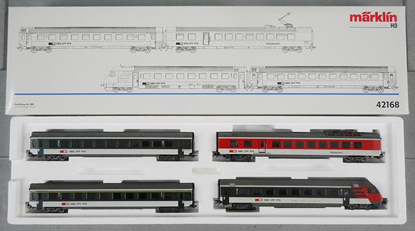 MARKLIN 42168 SWISS TRAIN SET: HO ga, w/decal sheets, orig box & insert, C9-10.