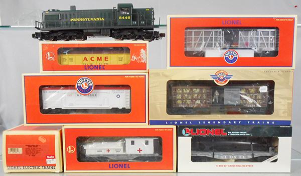 LIONEL TRAIN SET: O ga, 18832 PA RSD-4 loco w/horn, w/freight cars 19867, 16351, 52384, 52287, 16737, 26505, orig boxes & inserts minor wear, C8-9.