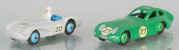 2 DINKY SPORTS CARS: 110 Aston Martin, base & decals worn, 163 Bristol 450, C7.