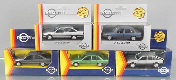 5 GAMA MINI AUTOS: 1133, 1161, 1130, 1141, 1112, orig boxes & inserts, C9-10.