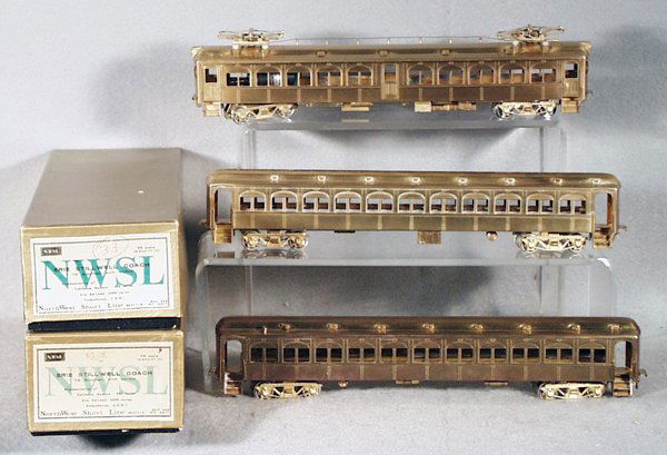 ORION TRAIN SET: HO ga, 2-rail, Japan, unpainted brass, missing couplers, each 10 in long, 2 orig boxes only, C7-9. Please read & understand the Terms & Conditions before bidding.