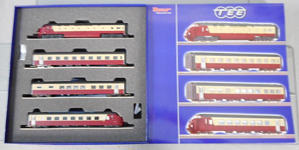 ROCO 63120 TEE TRAIN SET: HO ga, 2-rail, SBB RAM TEE 4-car set, w/orig set box, insert & sleeve, C9.