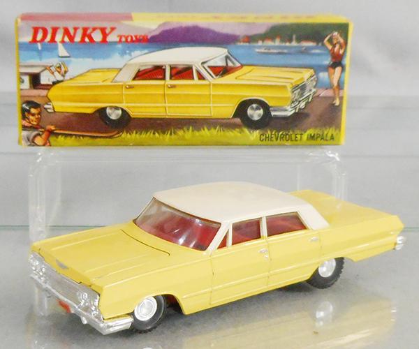 DINKY 57/003 CHEVROLET IMPALA: yellow & white, orig box minor wear, C9.