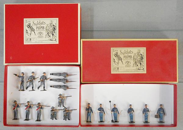 2 MIGNOT CIVIL WAR SETS: Confederates in Action, 12 pieces, Union Artillery, 6 pieces, orig boxes & inserts, C9.