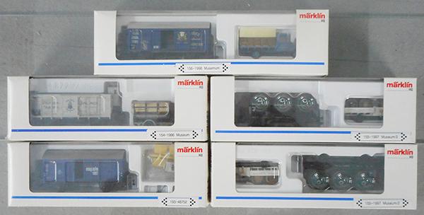 MARKLIN MUSEUM - MAGAZIN CARS: HO ga, 1996, 2 1997, 1998 Museum cars, 48752 Magazin car, orig boxes & inserts, C8.