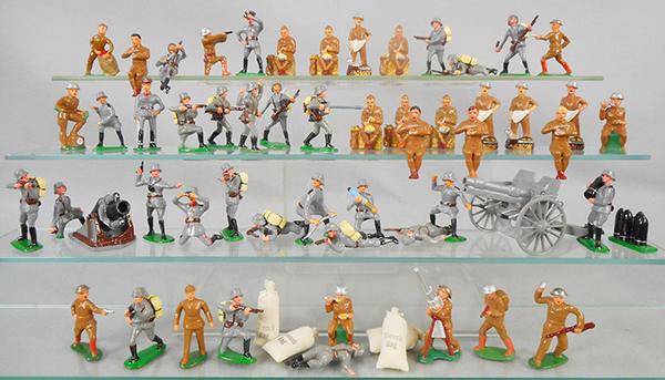 55 HOLT & VINTAGE DIMESTORE FIGURES: metal figures by Holt and Vintage, Vintage figures are Barclay & Manoil reproductions, C8-9.
