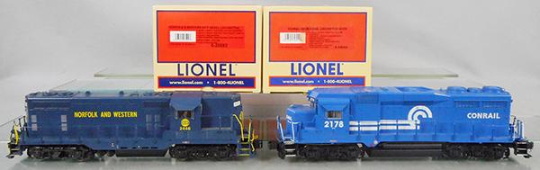 2 LIONEL LOCOS: O ga, 28592 N&W GP7 diesel w/Legacy & sound, 34604 Conrail GP30 diesel w/Legacy, Odyssey & sound, orig boxes & inserts, C8.