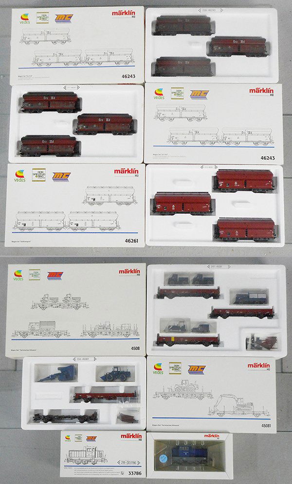 MARKLIN VEDES FREIGHT SET: HO ga, 33786 loco w/digital decoder, w/car sets 46261, 2 #46243, 4508, 45081, orig boxes & inserts, C8.