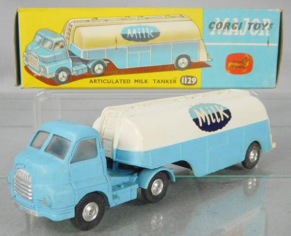 CORGI 1129 MILK TRUCK: white & blue, orig box minor wear, C8.