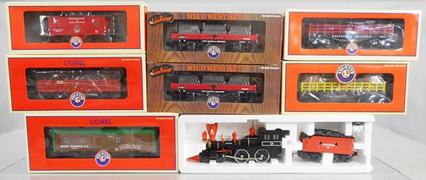 LIONEL TRAIN SET: O ga, 18730 Halloween General loco & tender, 26610 gondola, 52348 Sheriff & Outlaw, 29615 bunk car, 3940 flat car, 26610 gondola, 29459 barrel car, 36657 caboose, orig boxes & inserts, C8-9.
