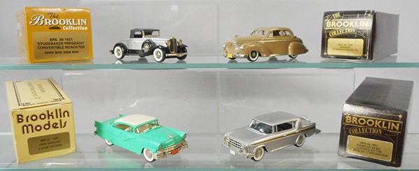 4 BROOKLIN VEHICLES: BRK59 1957 Nash Rambler Rebel, BRK23 1956 Ford Fairlane, BRK38 1939 Graham, BRK88 1931 Studebaker President Convertible Roadster, orig boxes & inserts, C9.