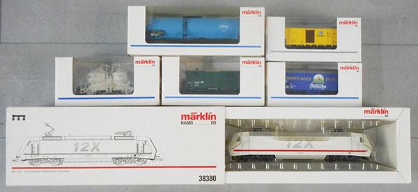 MARKLIN TRAIN SET: HO ga, 38380 loco w/freight cars 4752, 4661, 48852, 4421, 48759, orig boxes & inserts, C8-9.