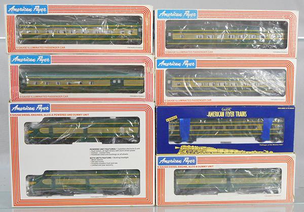 AMERICAN FLYER ERIE TRAIN SET: S ga, 8251 AA diesels, 8252 B unit w/horn, w/cars 49948, 9504, 9505, 9506, 9507, orig boxes & inserts, C7-9.