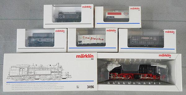 MARKLIN TRAIN SET: HO ga, 3496 loco, digital ready, w/cars 4441, 46601, 46022, 46951, 48445, orig boxes & inserts, C8-9.