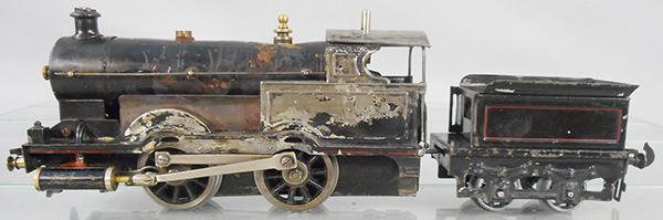 CARETTE - BASSETT LOWKE LIVE STEAM LOCO: O ga, live steam loco, working, no finish on loco from use, w/tender, C1-4.