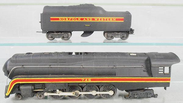 LIONEL 746 N&W LOCO & TENDER: O ga, 746 loco w/746W tender, C8.