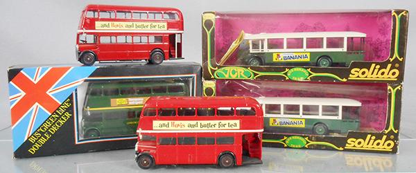 5 SOLIDO BUSES: 4404, 2 #4401, 2 #4402, 3 orig boxes & inserts minor wear, C7-9.