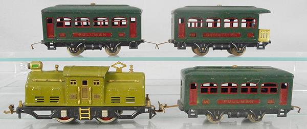 LIONEL 266 TRAIN SET: O ga, 252 loco, die cast wheels exploding, 2 #629 Pullmans, 630 obsv, orig box minor wear, C7-8.