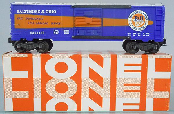 LIONEL 6464-400 B&O TIMESAVER BOX CAR: O ga, orig box, C9.