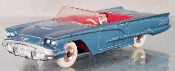 FRENCH DINKY 555 FORD THUNDERBIRD CONV: South Africa, metallic blue w/red interior, oxidation on base, worn, C4.
