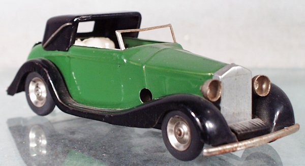 MINIC 42M ROLLS ROYCE SEDANCA: prewar, green, clockwork working, w/opening boot, C7.