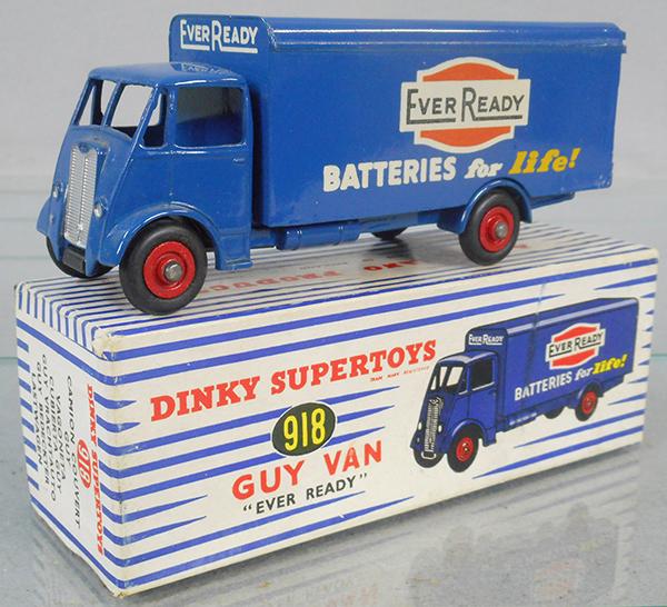DINKY 918 GUY VAN EVER READY: blue w/red hubs, orig box minor wear, C8-9.