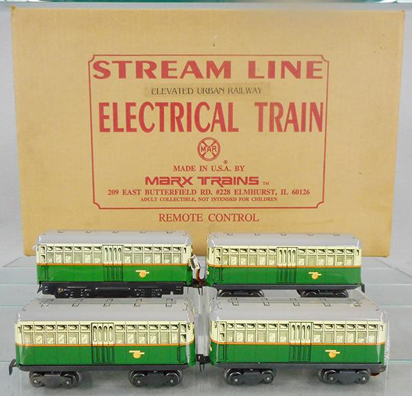 MARX 10377 ELEVATED URBAN RAILWAY: O ga, power car w/3 trailers, orig set box & inserts, C9.