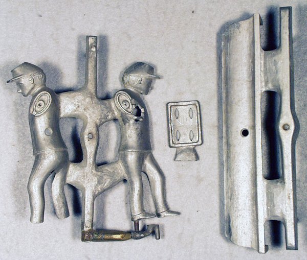 J&E STEVENS FOWLER BANK PARTS: 4 pieces, cast in aluminum, Excellent.