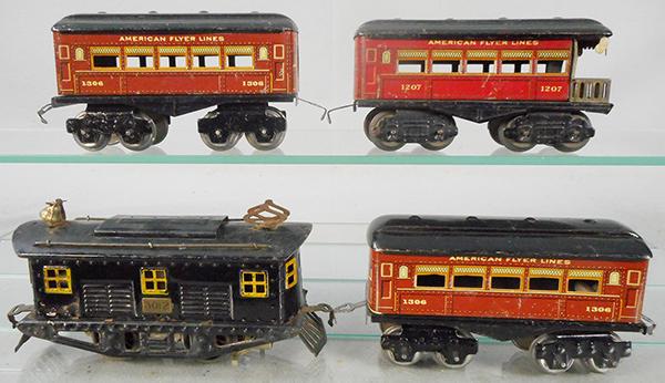 AMERICAN FLYER WASHINGTON SPECIAL SET: O ga, 3012 loco, 2 #1306 coaches, brown, 1207 obsv, red, C5-6.