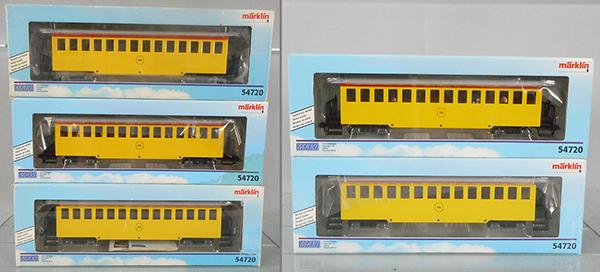 5 MARKLIN MAXI 54720 UP PASSENGER CARS: 1 ga, orig boxes & inserts minor wear, C8-9.