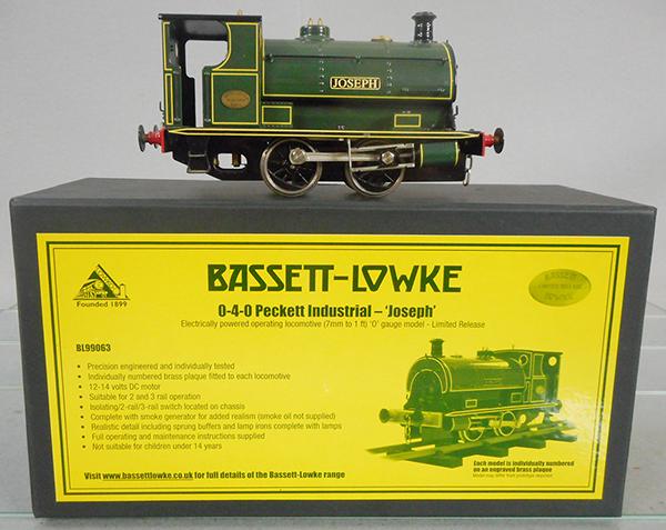 BASSETT-LOWKE JOSEPH LOCO: O ga, electric, w/smoke, orig box & inserts, C9.