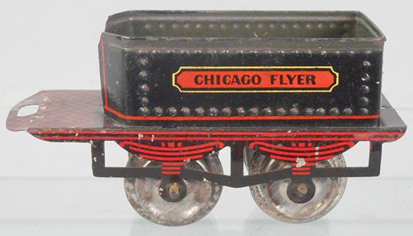 IVES No. 11 CHICAGO FLYER TENDER: O ga, litho tin, missing coupler & post, ca 1908, C7-8.