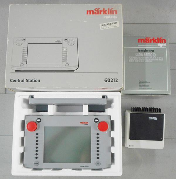 MARKLIN 60212 CENTRAL STATION: HO ga, w/cables, 6001 transformer, 6017 booster, orig boxes & inserts minor wear, C8.