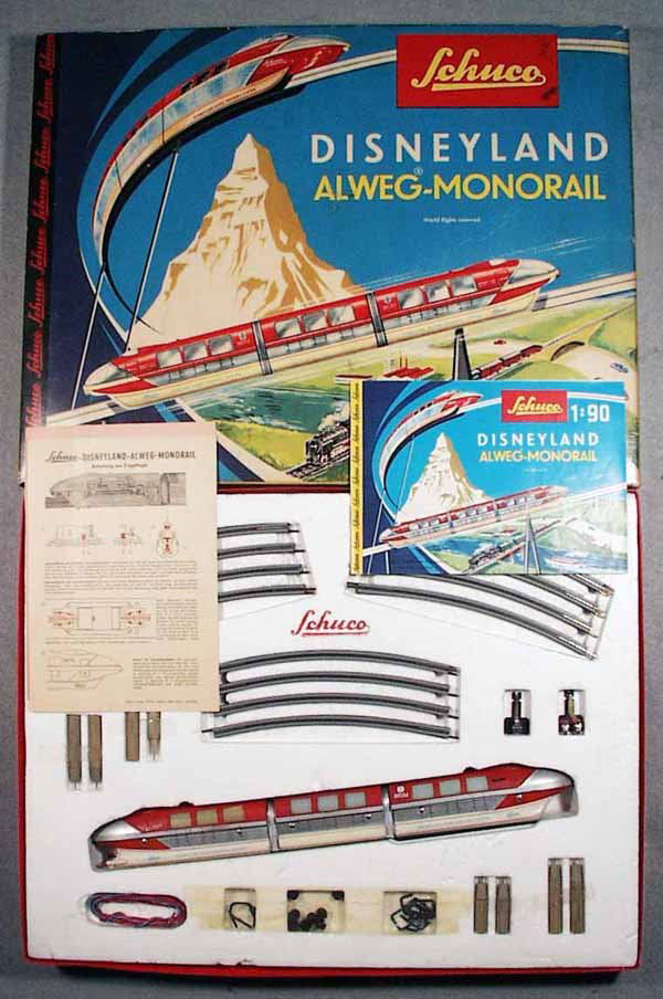SCHUCO 6333 DISNEYLAND MONORAIL: complete, appears unused, w/instructions & color booklet, 1 small decal chip, orig box minor wear, C8-9.