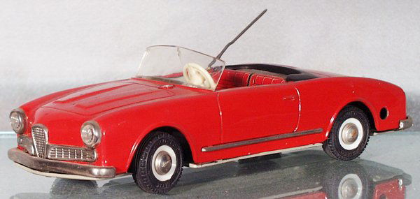 SCHUCO 2010 MAGICO: Alfa Romeo Convertible, red, clockwork working, small crack in windshield, trim tarnished, C5.