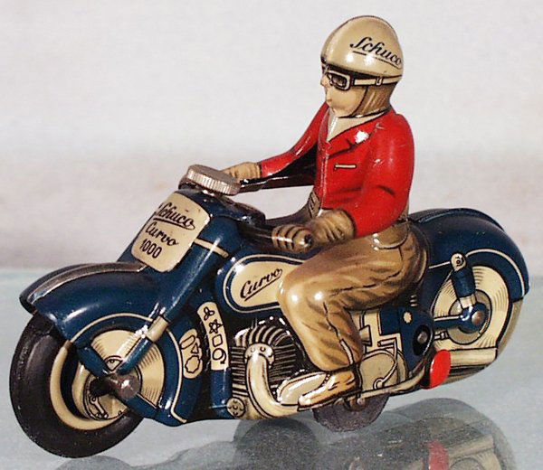 SCHUCO CURVO 1000: blue, windup working, surface cracks on front wheel, C8.