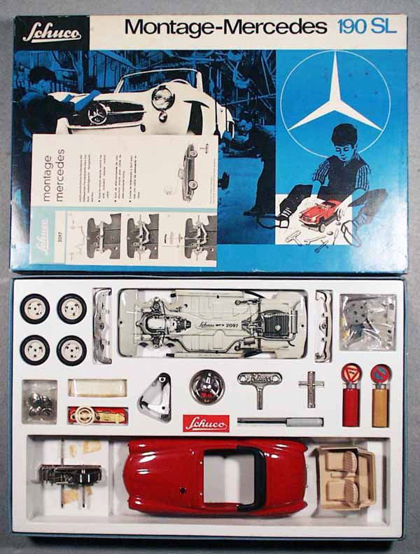 SCHUCO 2097 MERCEDES 190SL KIT: unassembled, windshield cracked & yellowed, w/instructions, orig box minor wear, C9.