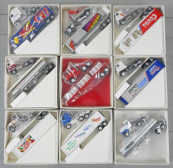 9 WINROSS TRACTOR TRAILERS: all different, orig boxes & inserts minor wear, C9-10.