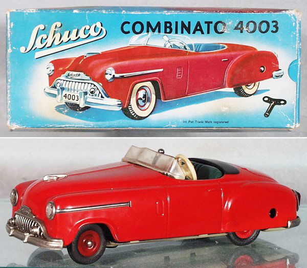 SCHUCO 4003 COMBINATO AUTO: litho tin, windup working, gray base, orig box some wear, C7-8.