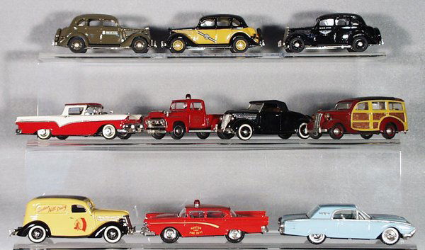 10 FORD VEHICLES: die cast, 3 Rex Toys, 3 Mini Marque 43, 3 Ashton, 1 R&R, 5 orig boxes only, C5-9.