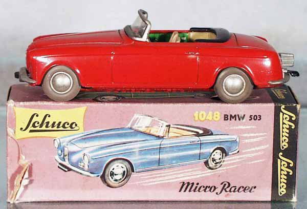 SCHUCO 1048 MICRO RACER BMW 503: windup working, red, w/key, orig box minor wear, C9.
