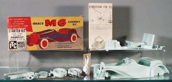 IDEAL MGTC ASSEMBLY KIT: plastic, unassembled, appears complete, w/ITC Model Craft sticker, orig box worn, C8.