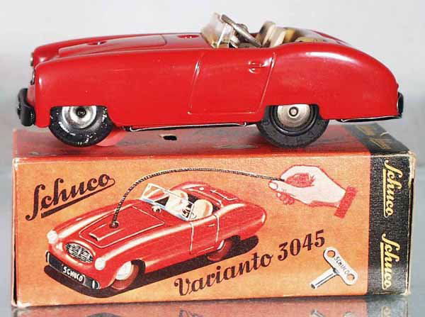 SCHUCO 3045 VARIANTO AUSTIN HEALEY: red, windup working, orig box minor wear, C8-9.